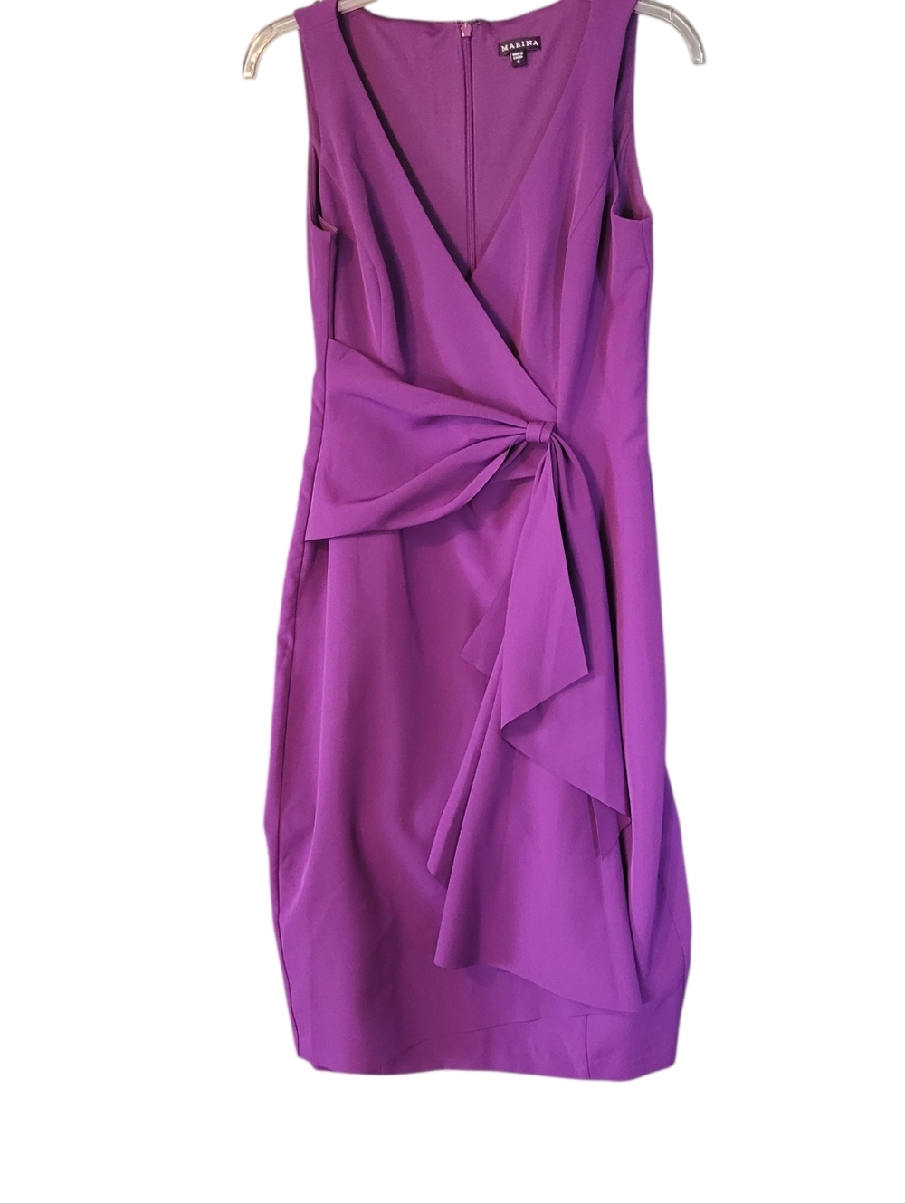 Marina fuschia faux wrap waterfall dress - 4.          A10